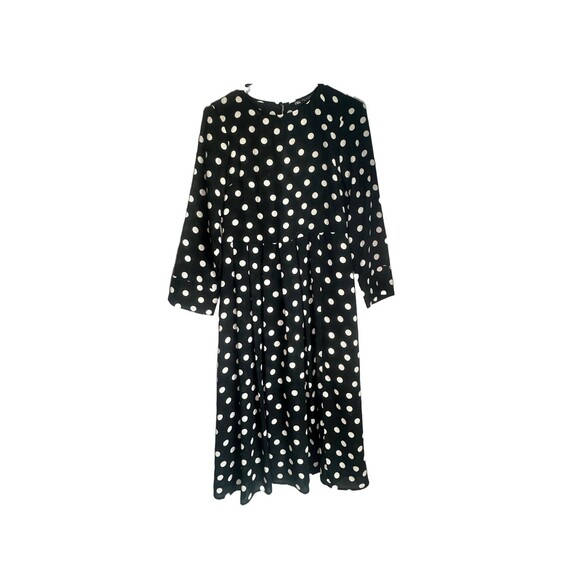 Zara Black White Dress Womens XS Chic Casual Whimsigoth Polka Dot Split Flowy - Picture 1 of 8
